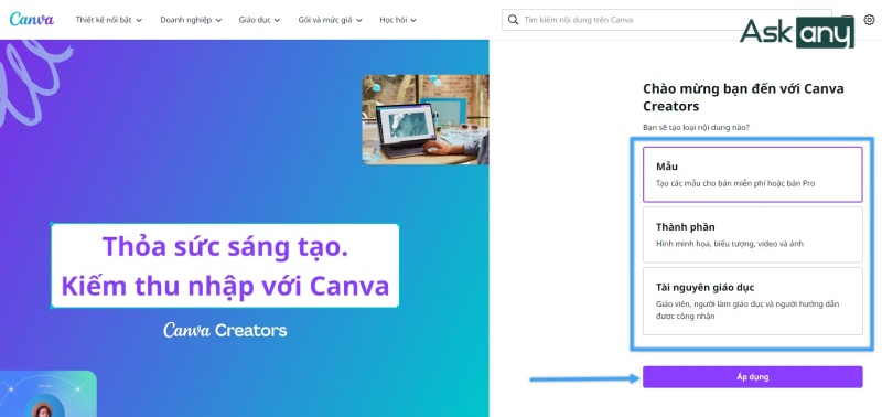 đăng ký kiếm tiền trên Canva Creator