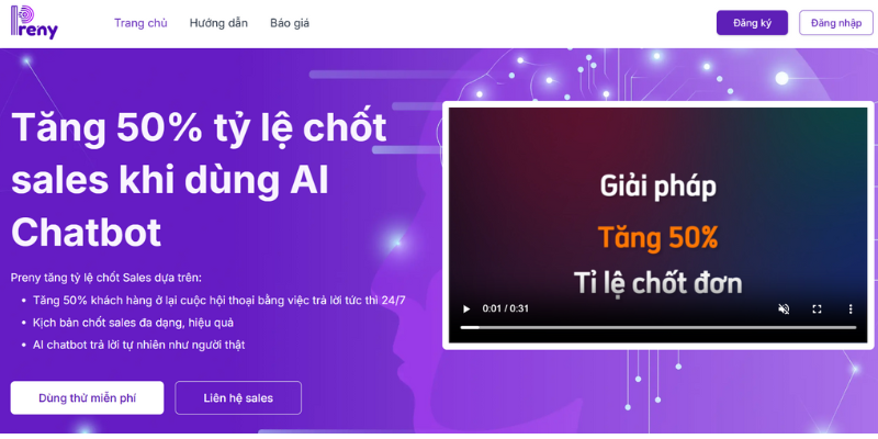 đăng ký tài khoản chatbot preny