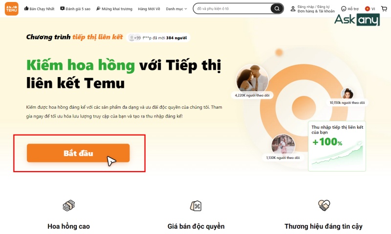 Hướng dẫn đăng ký Affiliate Temu