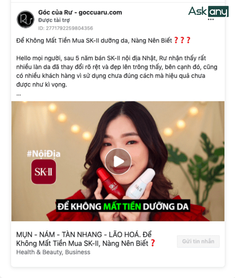 Mẫu content bán hàng mỹ phẩm