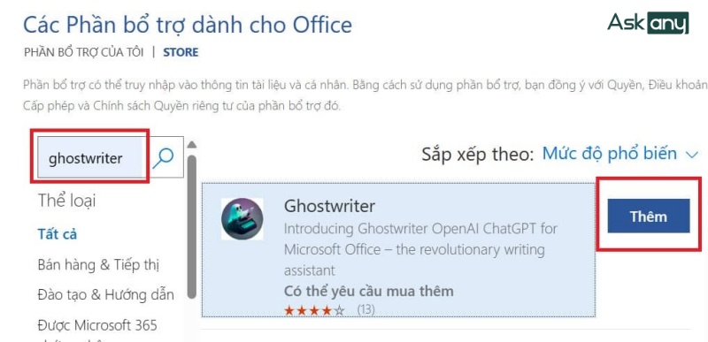 nhập ghostwriter để thêm add-in