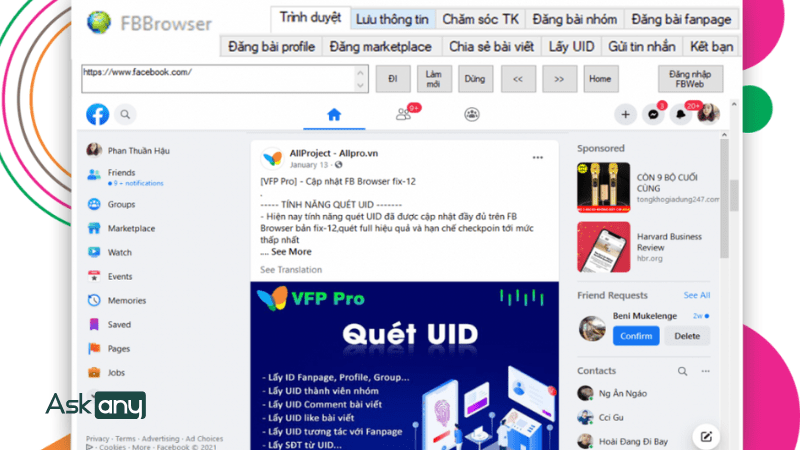 phần mềm hẹn giờ đăng bài facebook vfp pro