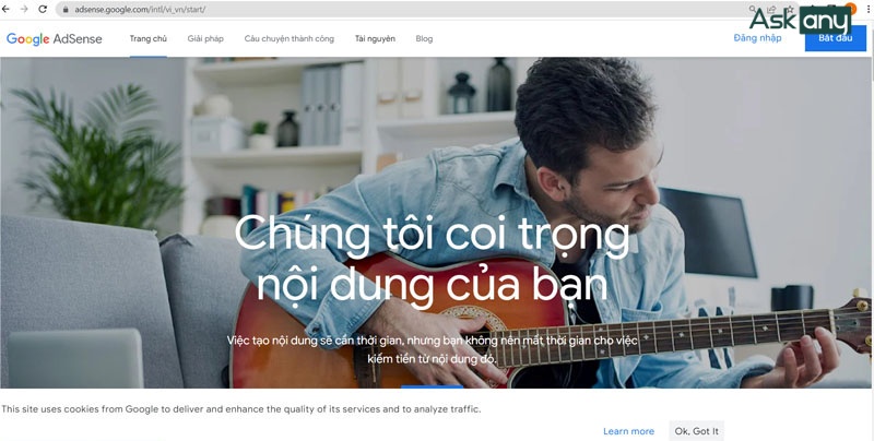 đăng ký tài khoản Google AdSense