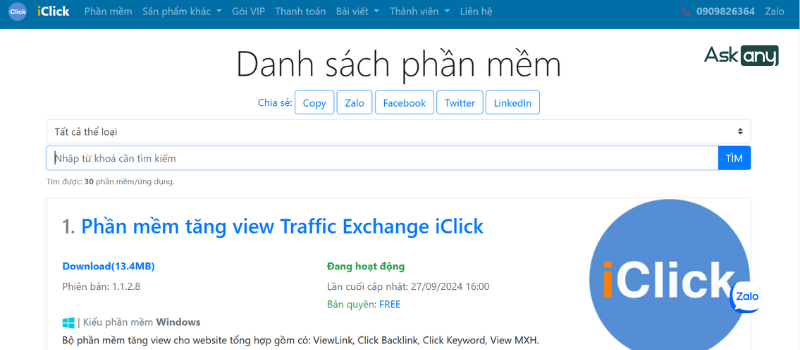 phần mềm Facebook Marketing Iclick