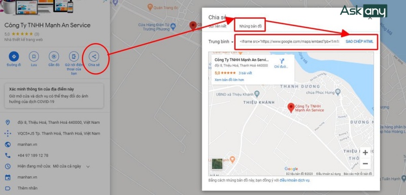 nhúng Google Map vào website bằng HTML
